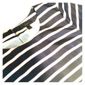 Blue, white, and red striped dress